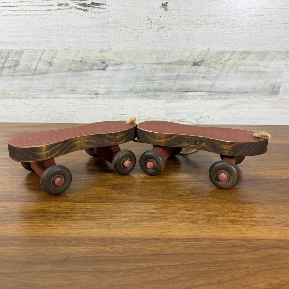 Antique Wooden Roller Skates for Pets‎ and Rope
